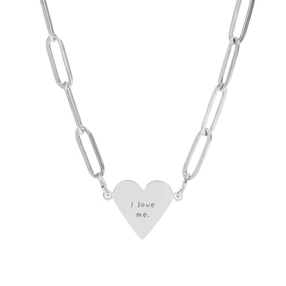 Paperclip Heart Necklace — 'I Love Me'